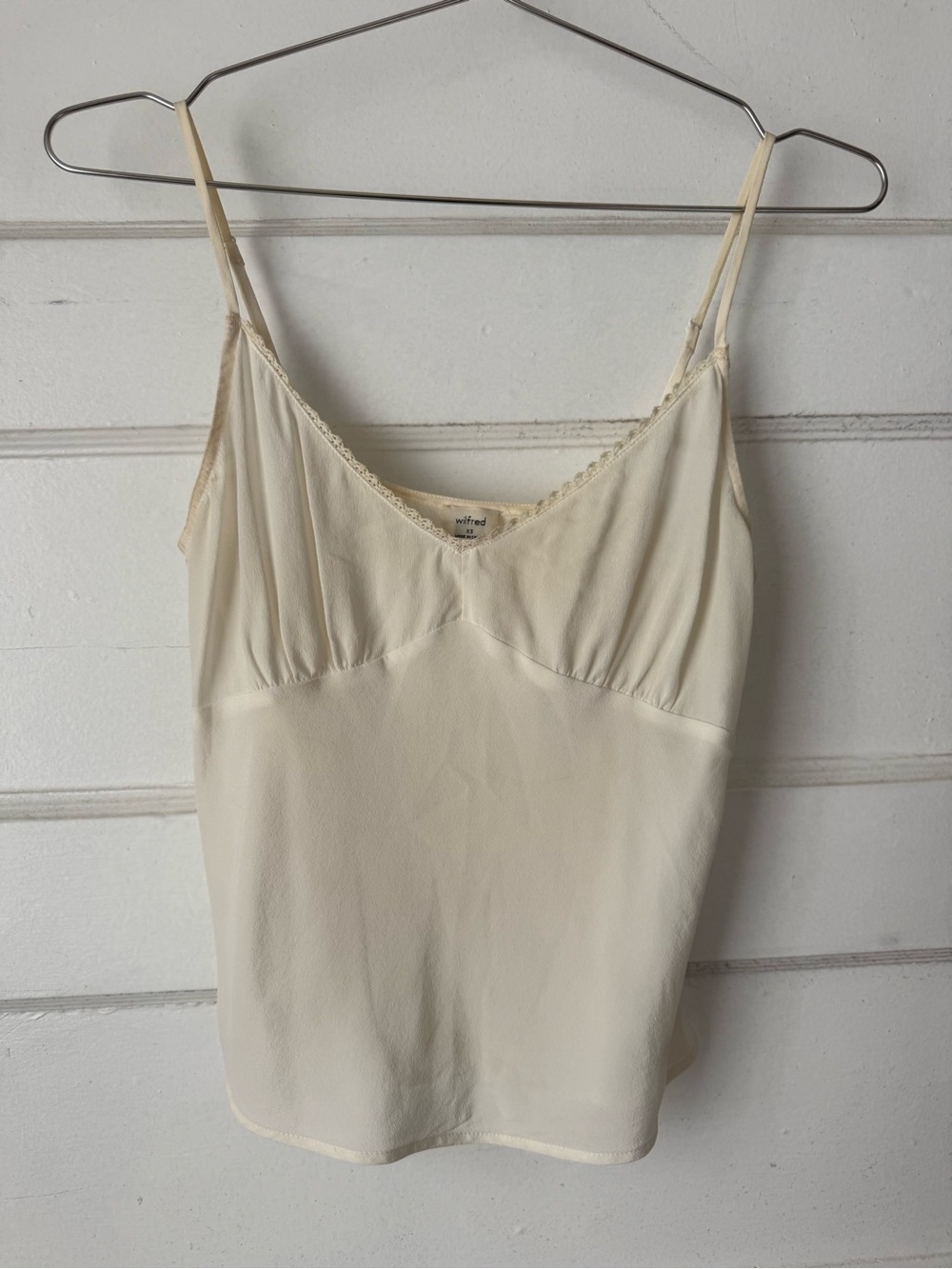 Wilfred Cream Silk Cami with Lace Trim